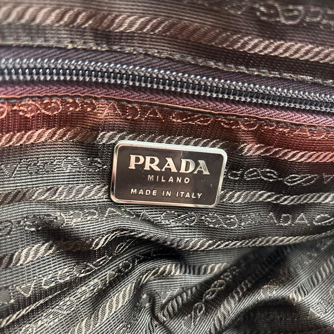 PRADA プラダ 横長 肩掛けショルダーバッグ トートバッグ ナイロン×レザー