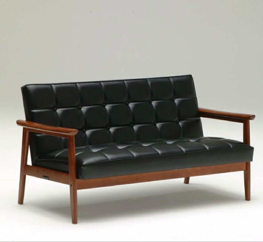 カリモク60 Kチェア 2シーター スタンダードブラック　送料込み