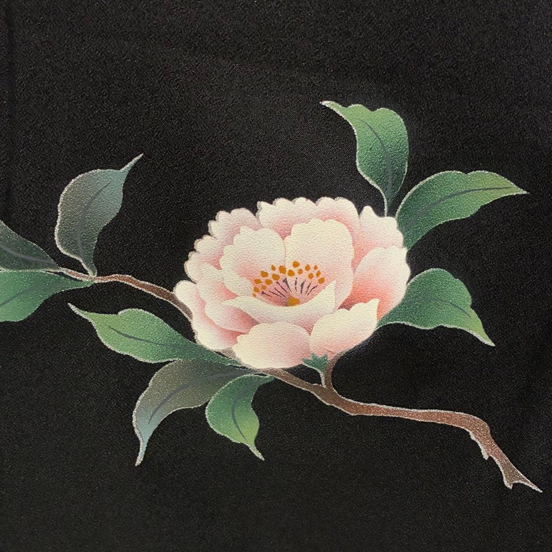 D230 訪問着　椿　正絹　着物　袷　しつけ糸付き未使用極美品