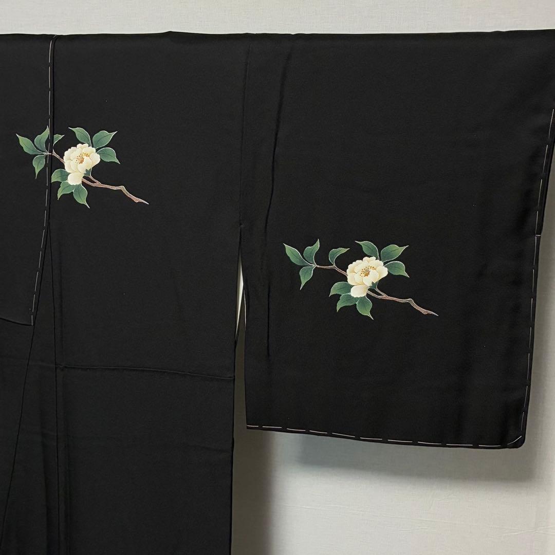 D230 訪問着　椿　正絹　着物　袷　しつけ糸付き未使用極美品
