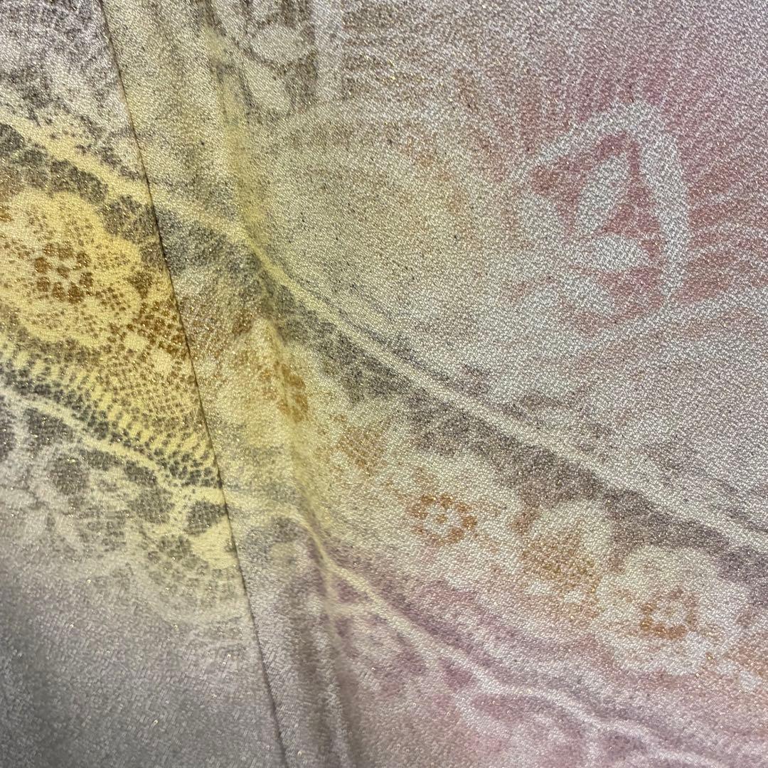 D230 訪問着　椿　正絹　着物　袷　しつけ糸付き未使用極美品