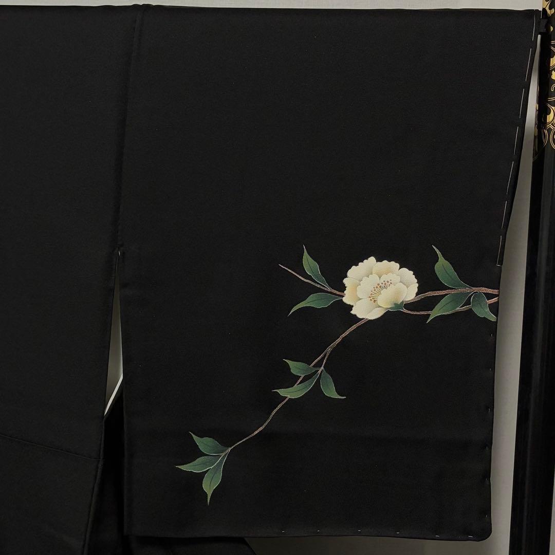 D230 訪問着　椿　正絹　着物　袷　しつけ糸付き未使用極美品