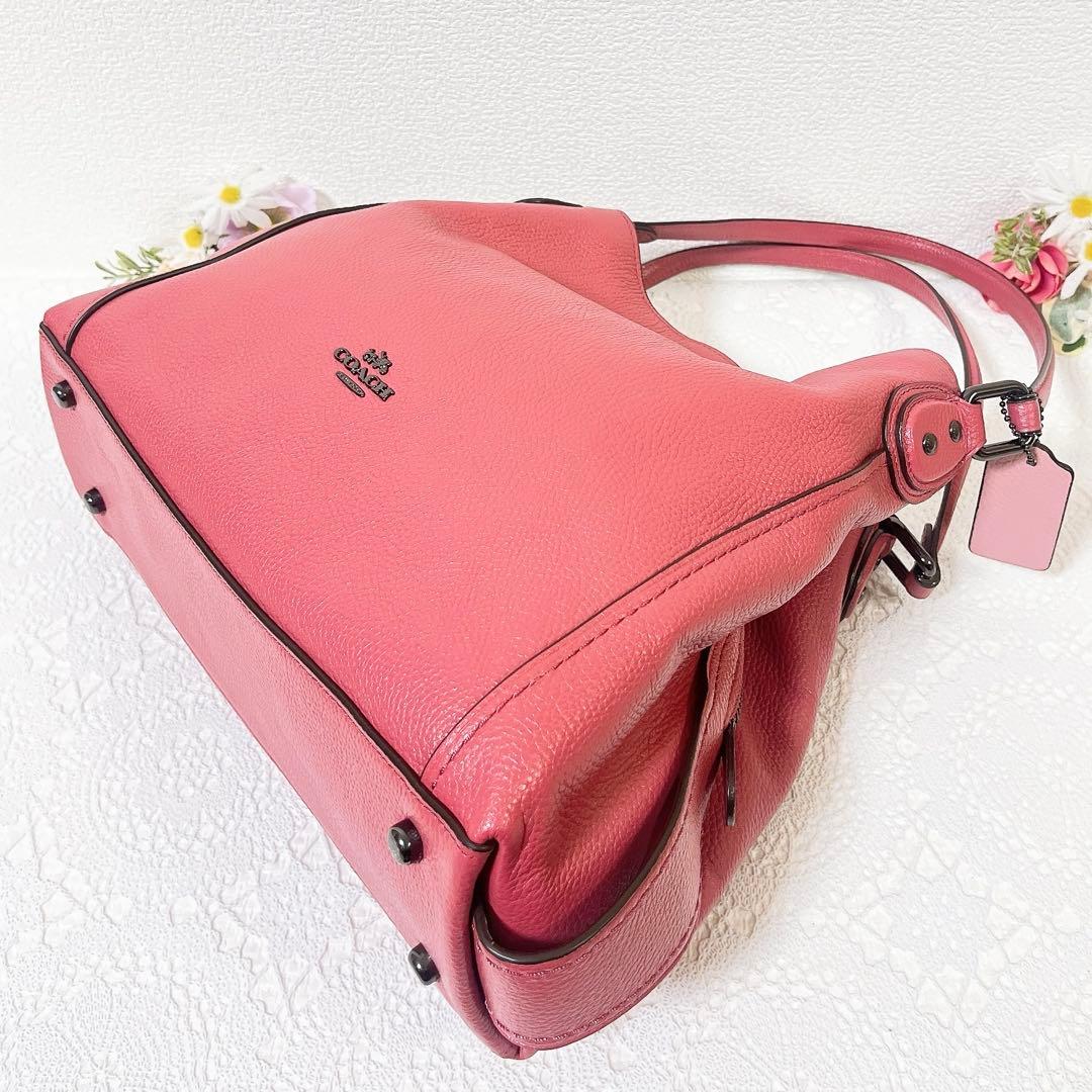 【極美品】COACH コーチ トートバッグ 肩掛け ピンク系 大容量 チャーム付