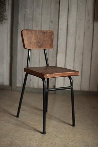 鉄脚と古材の椅子　チェア　古家具　インダストリアル