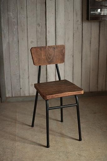 鉄脚と古材の椅子　チェア　古家具　インダストリアル