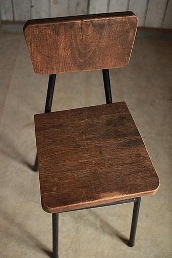 鉄脚と古材の椅子　チェア　古家具　インダストリアル