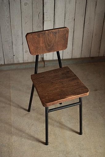 鉄脚と古材の椅子　チェア　古家具　インダストリアル