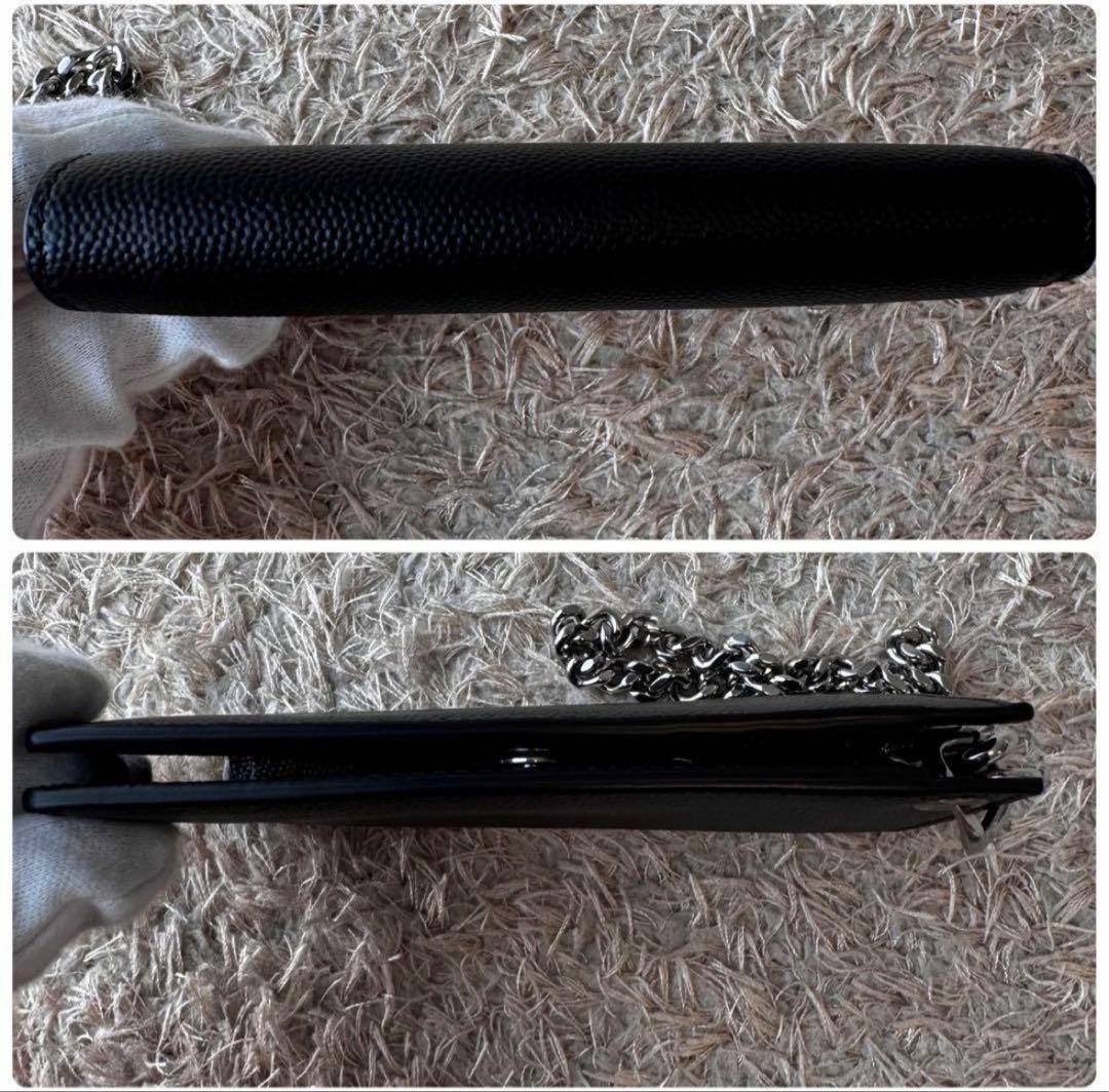 SAINT LAURENT ブラック 二つ折り財布 チェーンウォレット