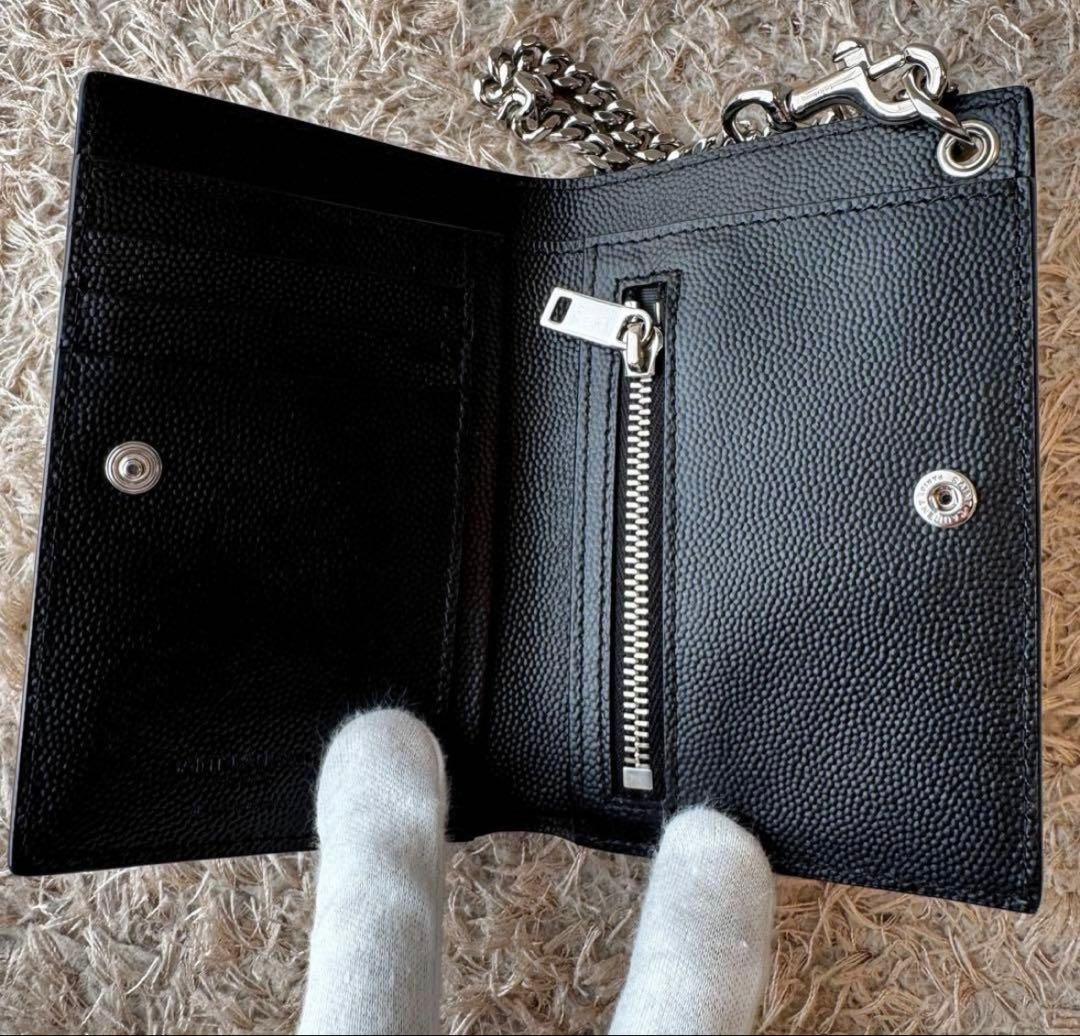 SAINT LAURENT ブラック 二つ折り財布 チェーンウォレット