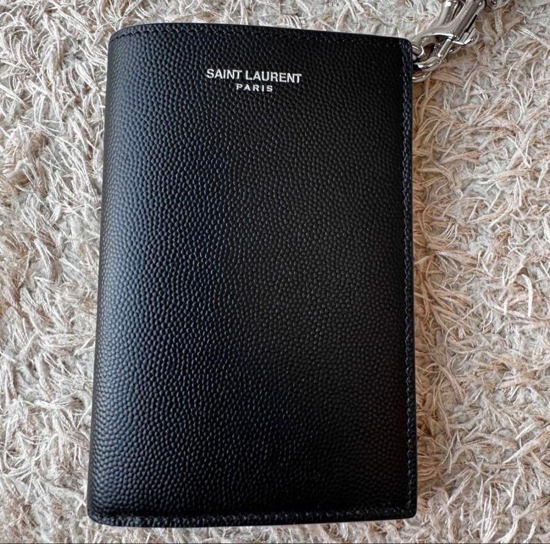SAINT LAURENT ブラック 二つ折り財布 チェーンウォレット