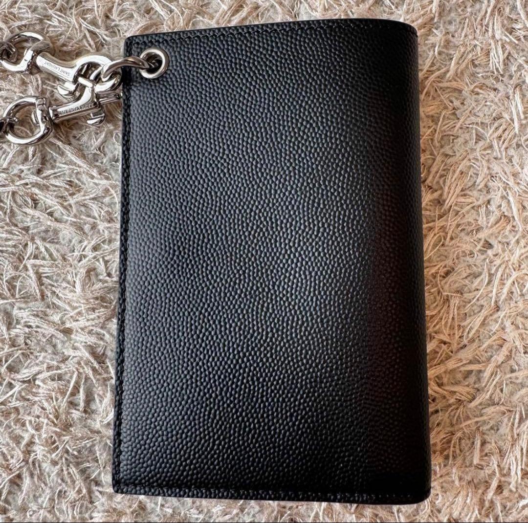 SAINT LAURENT ブラック 二つ折り財布 チェーンウォレット