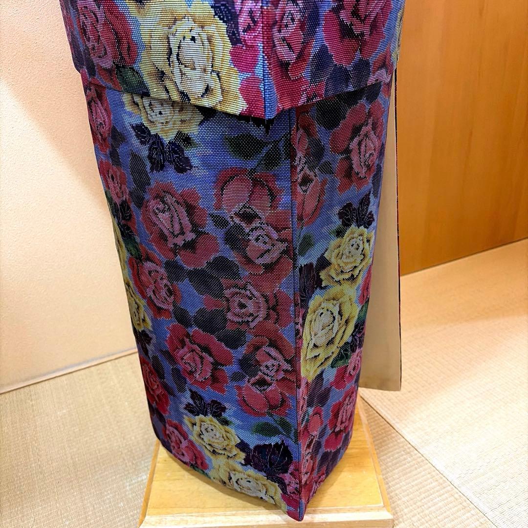 メ*メ様 正絹大島紬ばらの花柄アンサンブルーアンティーク