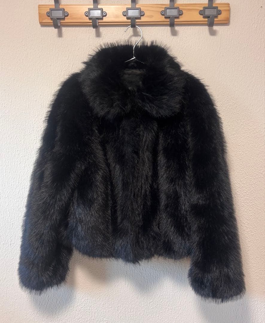 ブラック ファーコート ショート丈