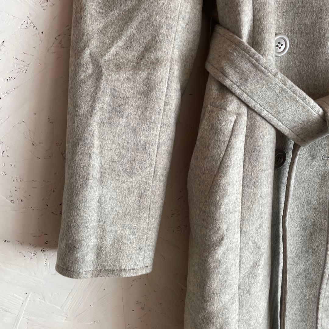 カシミヤ100%【TAKASHIMAYA】ウールコート　ライトグレー　L