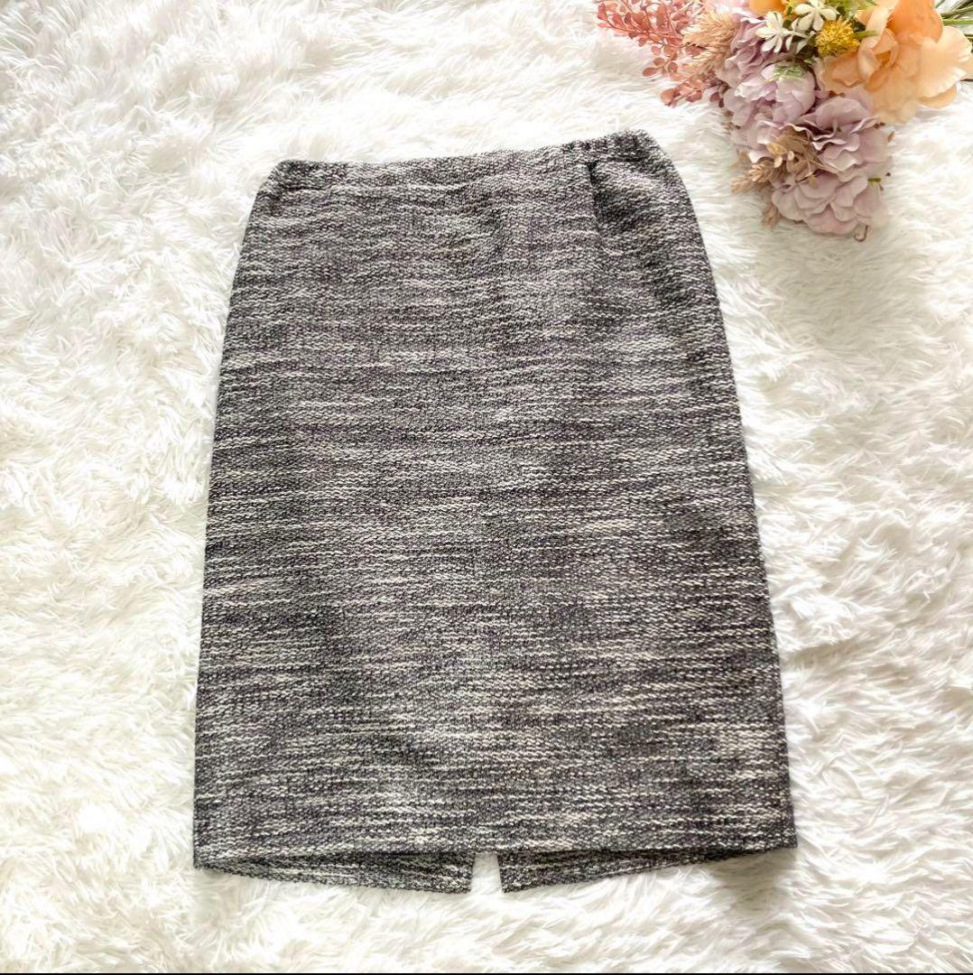 【SHIPS】ツイード調 スーツ セットアップ スカート ノーカラー 裏地付き