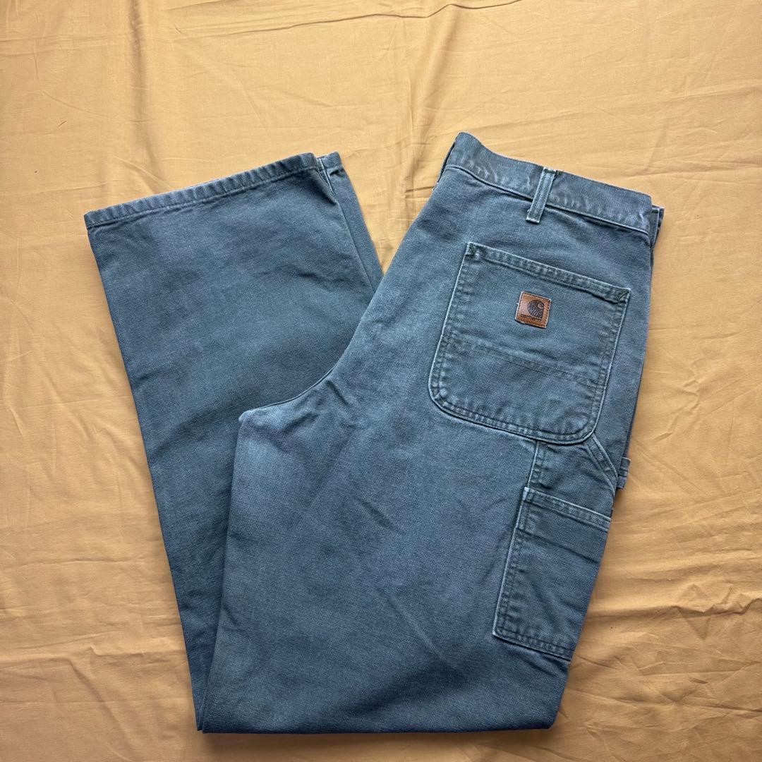 美品　carhartt モスグリーン　ダック　ペインターパンツ　W36 L34