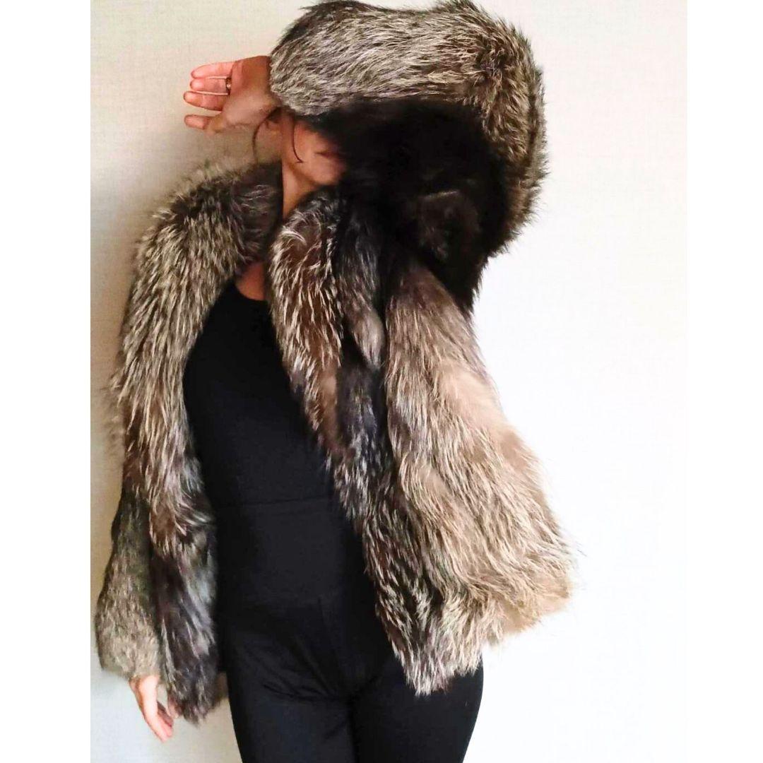 グレー系ファーコート ショート丈