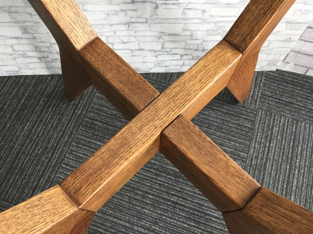 ☆引取限定☆カナデモノ カフェテーブル ガラス 75cm オーク無垢材