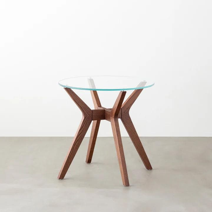 ☆引取限定☆カナデモノ カフェテーブル ガラス 75cm オーク無垢材