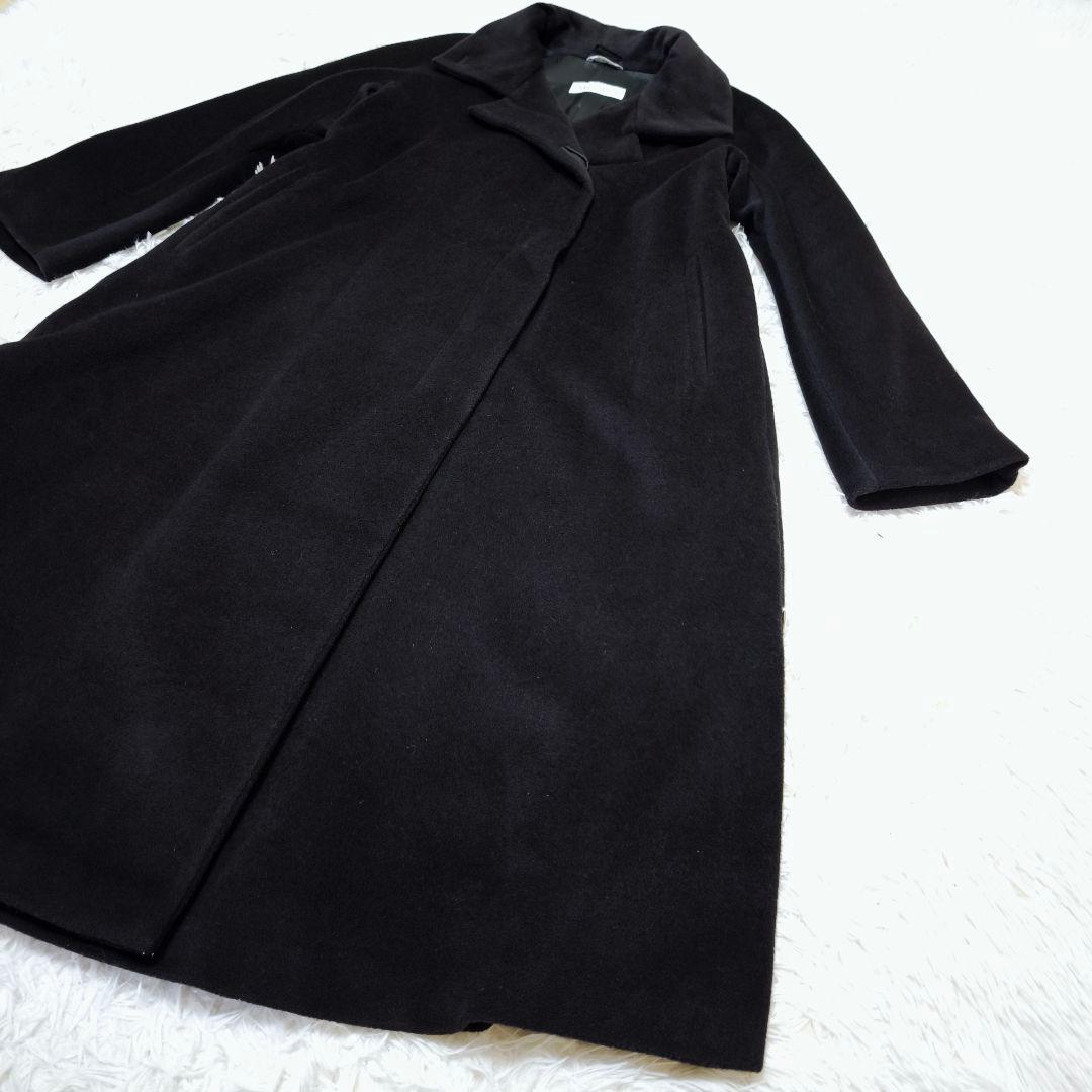【美品】マックスマーラ MaxMara カシミヤ マキシ丈 ロングコート黒 40