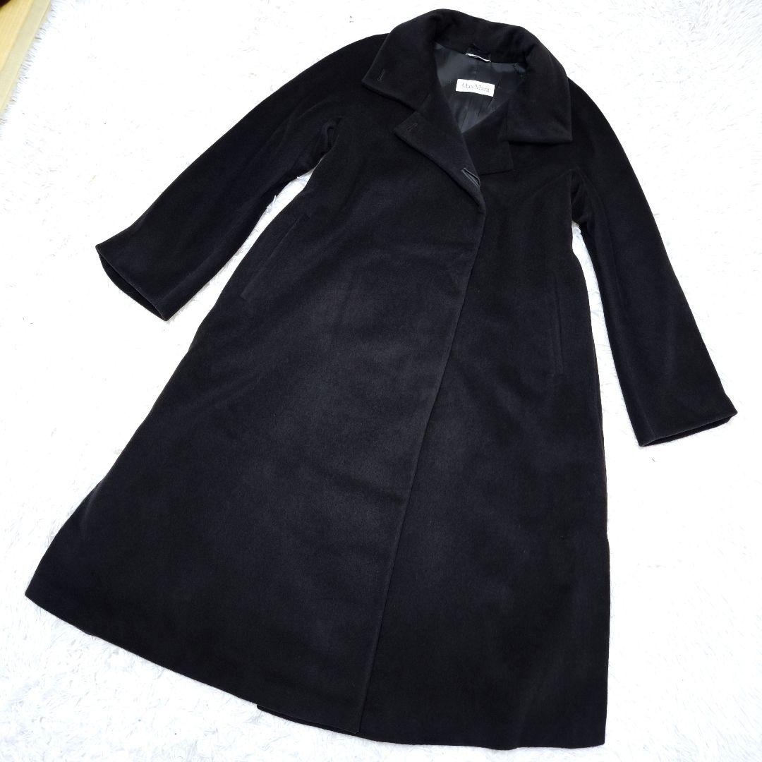 【美品】マックスマーラ MaxMara カシミヤ マキシ丈 ロングコート黒 40