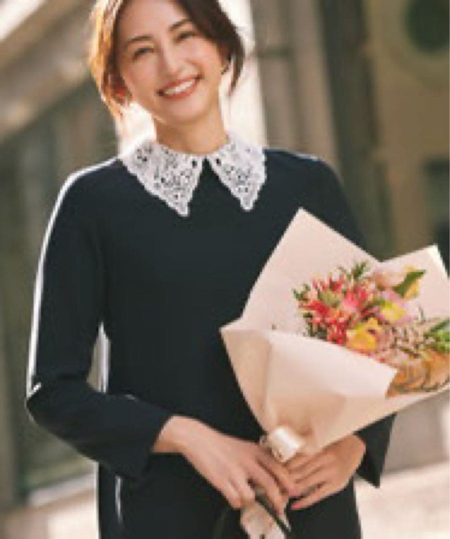 【KUMIKYOKU NAVY】 オンワード 襟つきネイビーワンピース