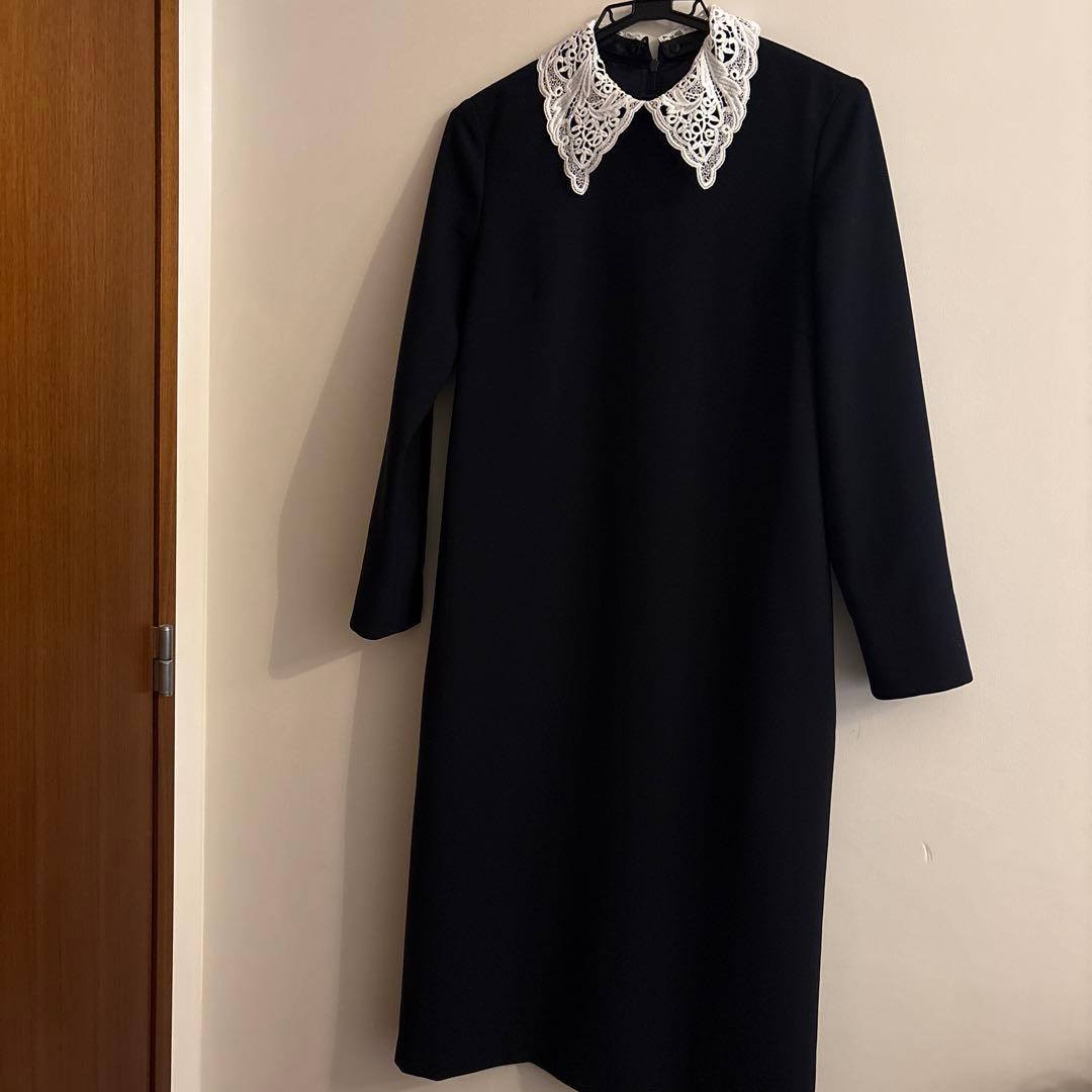 【KUMIKYOKU NAVY】 オンワード 襟つきネイビーワンピース