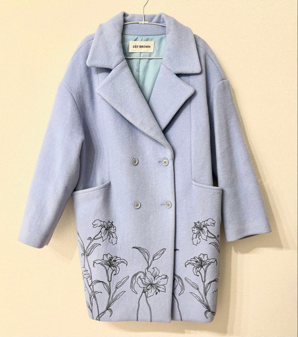 LILY BROWN embroideryコクーンコート 花柄 刺繍 ミドル丈