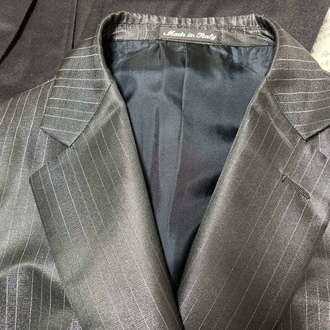 PAL ZILERI ストライプスーツ 光沢ブラック