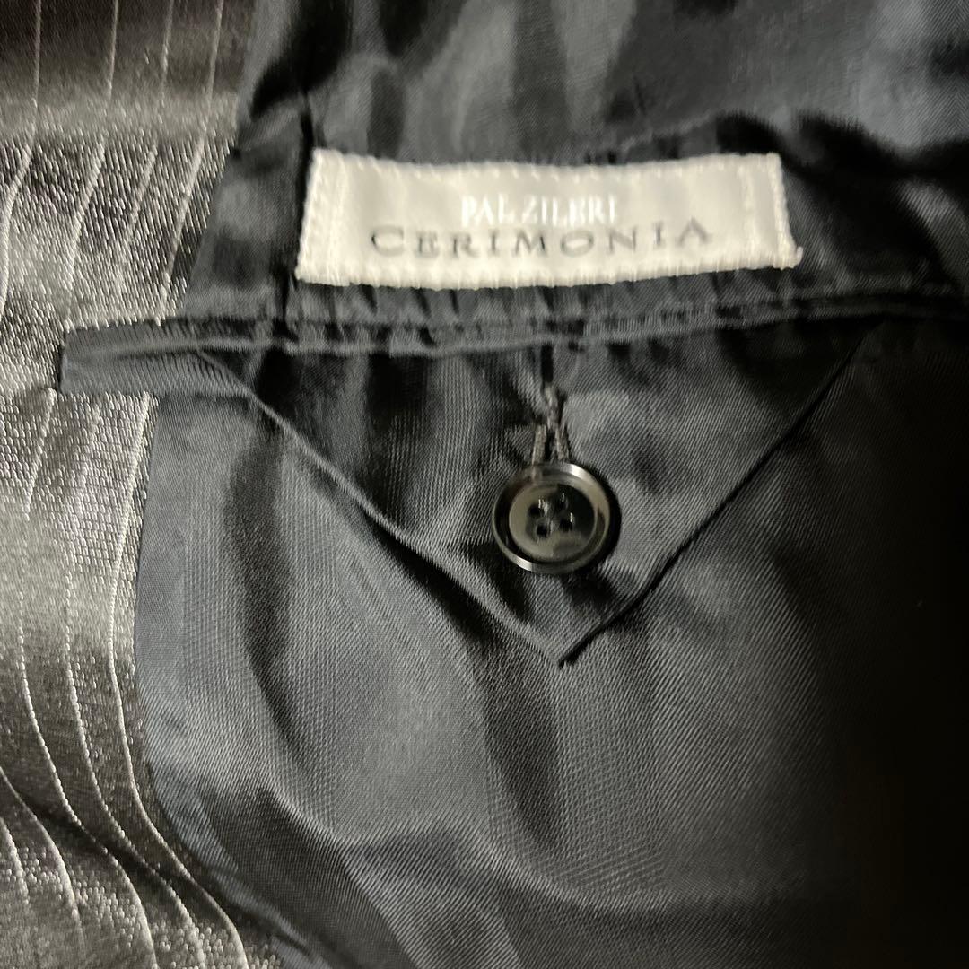 PAL ZILERI ストライプスーツ 光沢ブラック