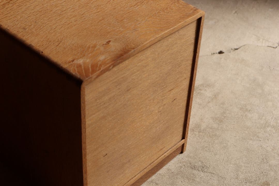 緑摘まみの楢(ナラ)材4杯小引き出し　古道具 古家具 ドロワー 無垢材