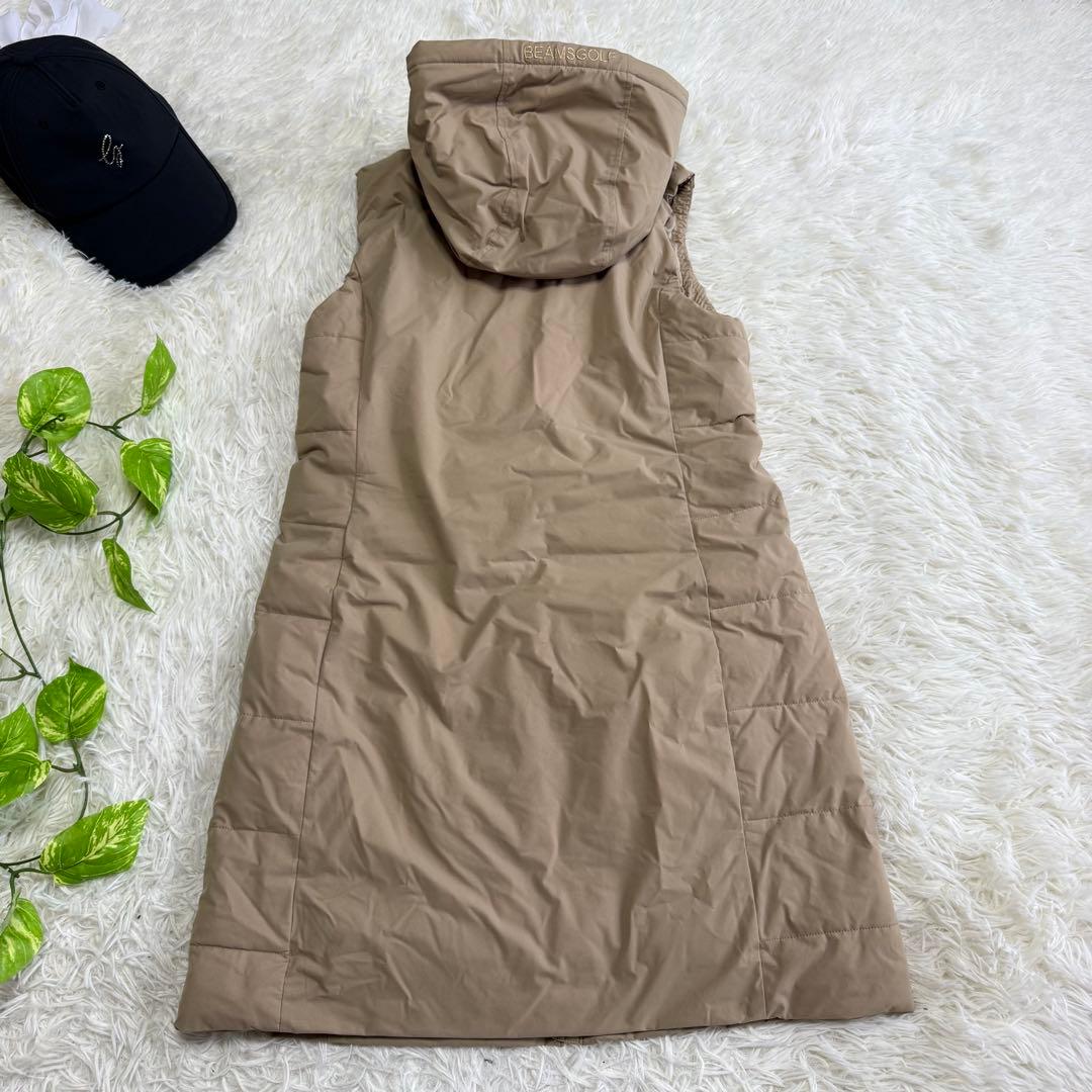 【ビームスゴルフ】美品 ダウンワンピース ロングベスト 中綿 ベージュ Mサイズ