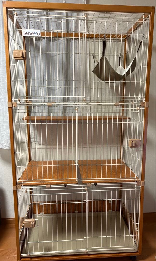 ieneko 猫ケージ　ナチュラルブラウン　3段