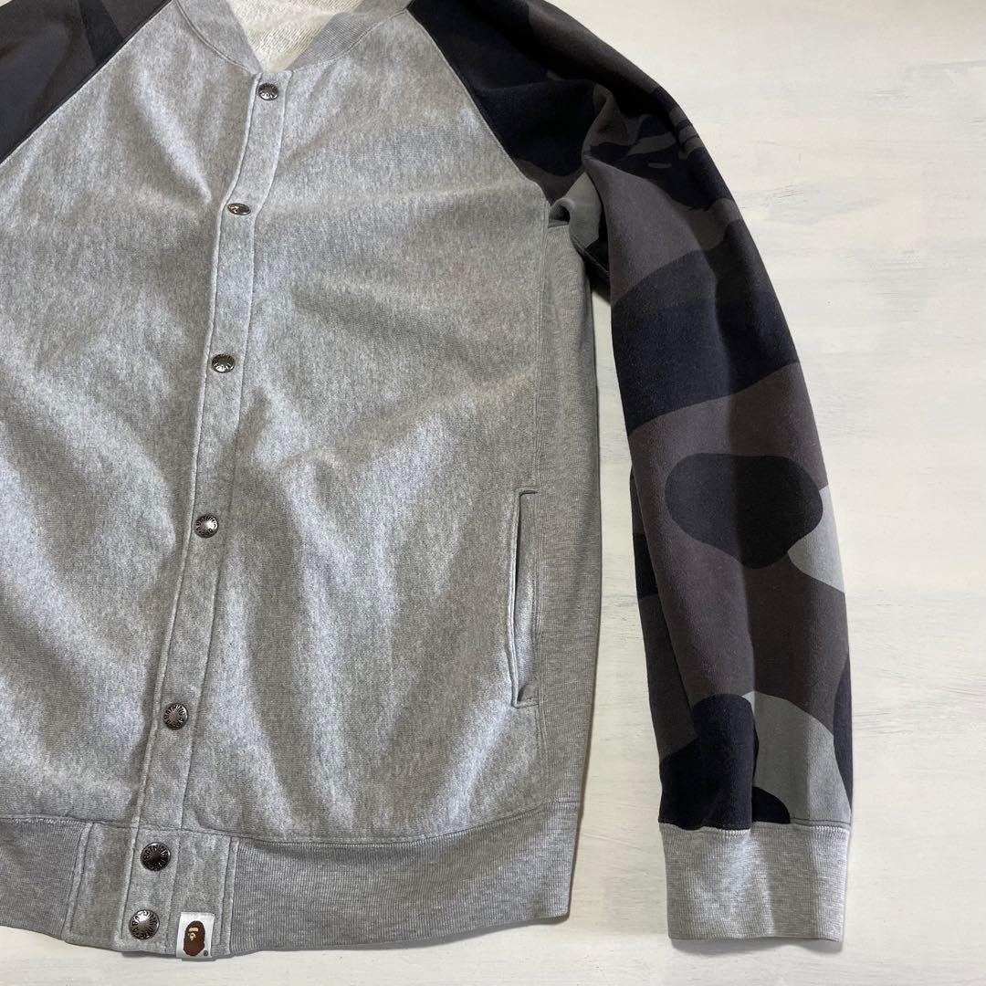 A BATHING APE HEATHER GRAY CAMO スタジャン