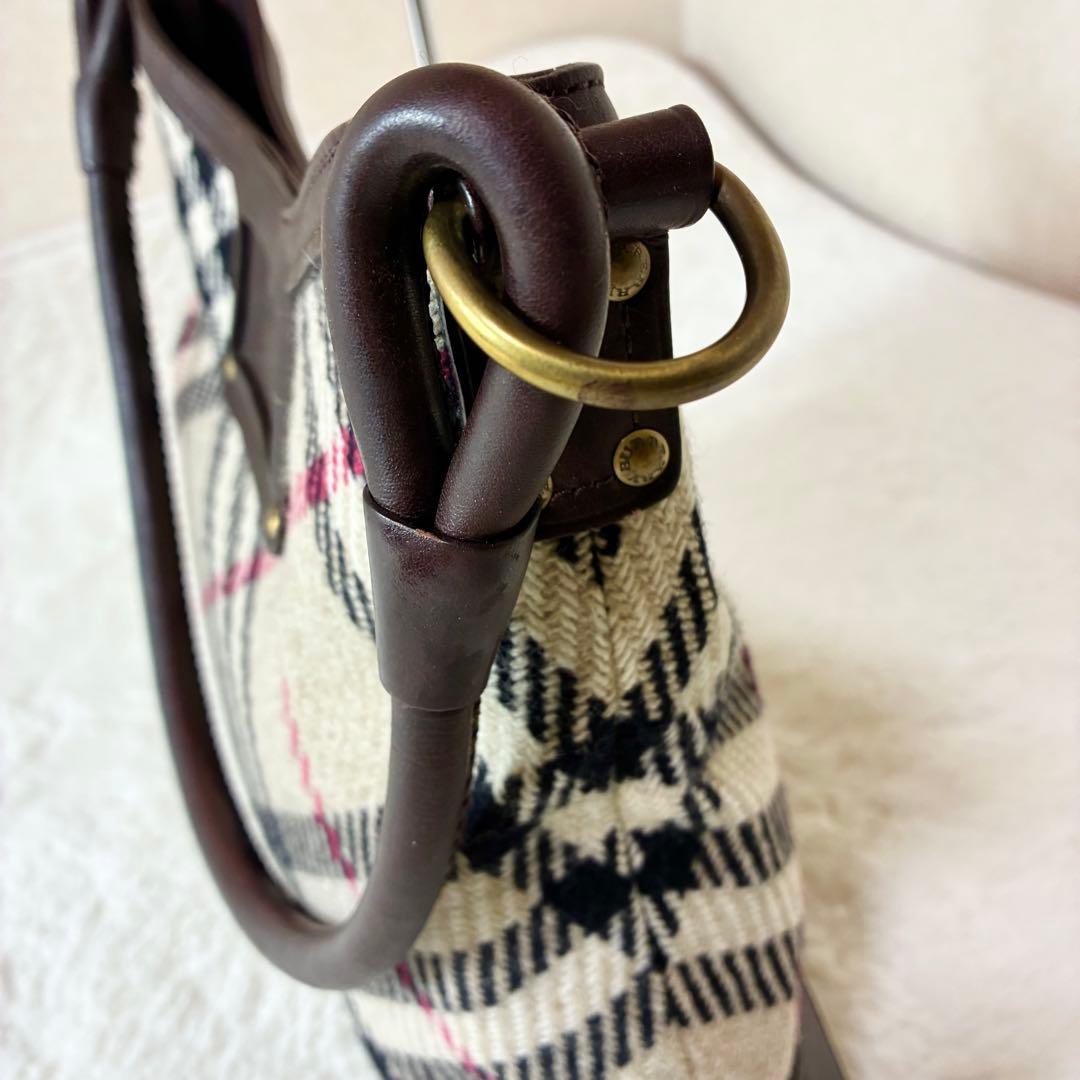 バーバリー ワンショルダーバッグ メガチェック レザー ウール ゴールド金具