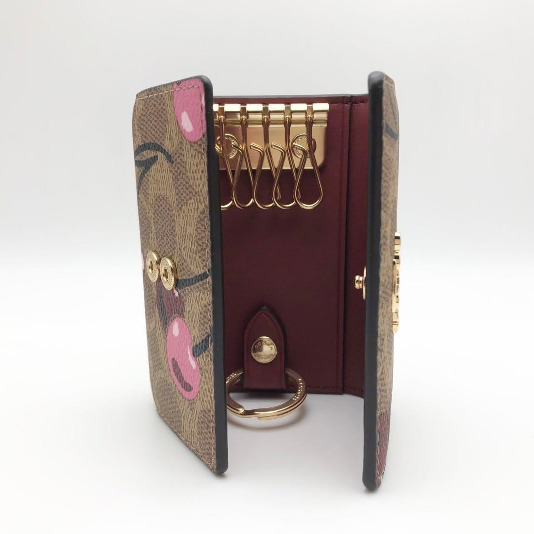 COACH ★大人気★ 5リングキーケース シグネチャー チェリープリント 新品