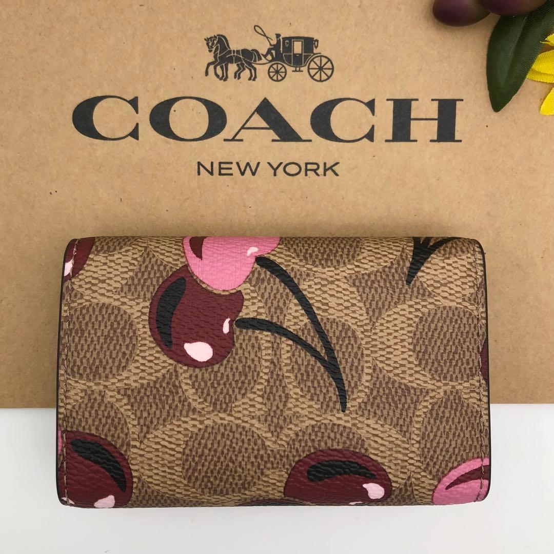 COACH ★大人気★ 5リングキーケース シグネチャー チェリープリント 新品