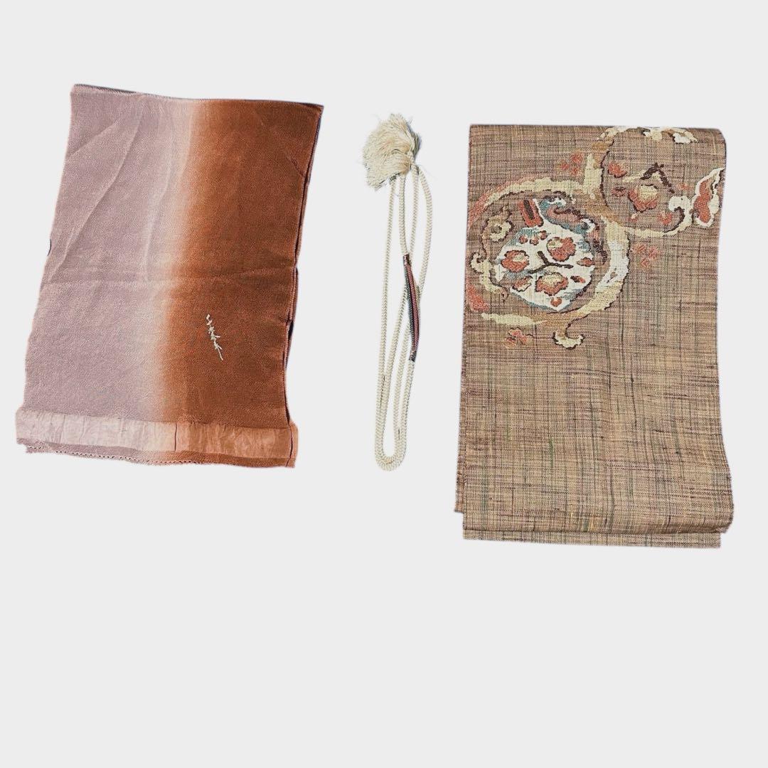 新品　美品　正絹　山細系　民芸調　ぜんまい系風合い　多色節糸紬　フルセット