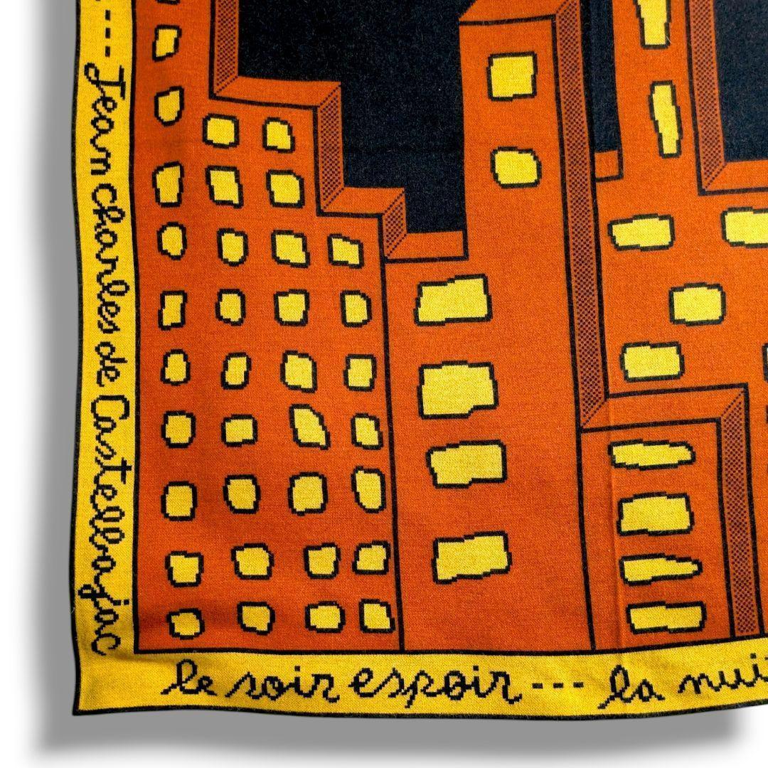 希少 カステルバジャック アート柄 大判ストール ひざ掛け 壁アート オレンジ