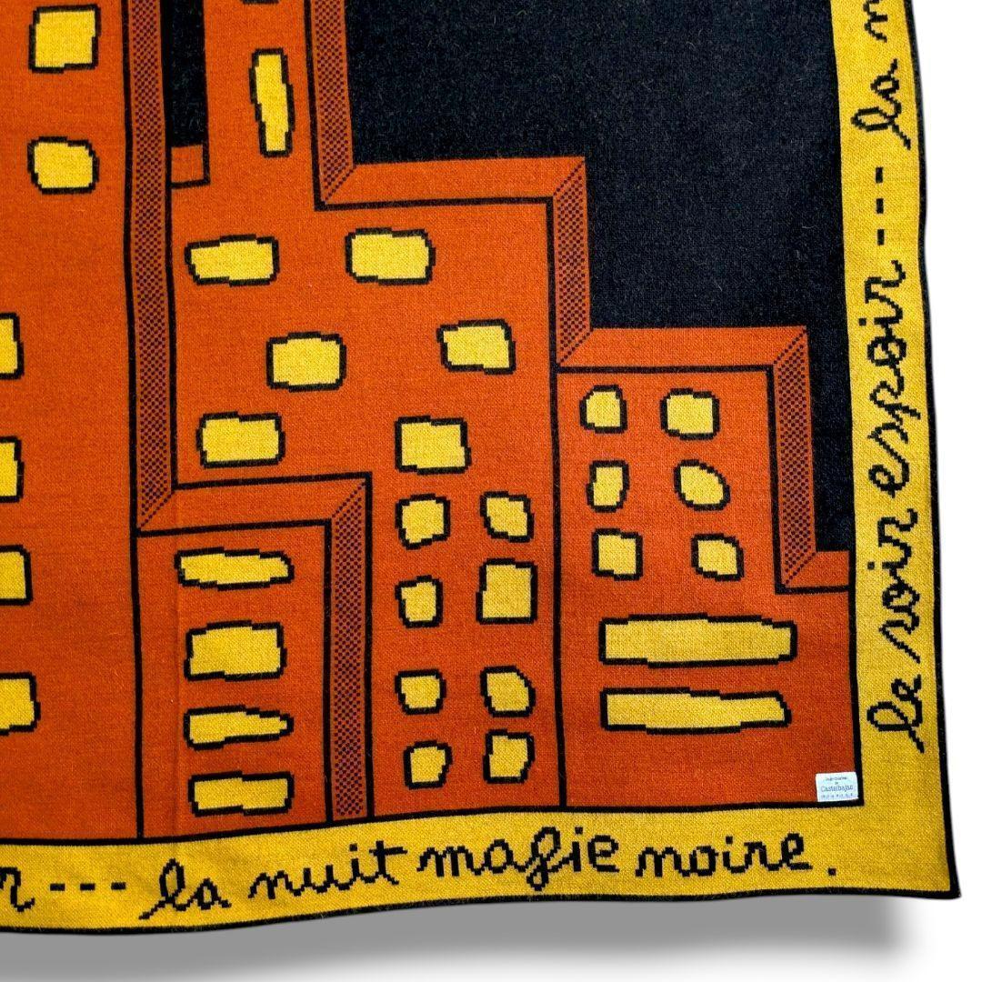 希少 カステルバジャック アート柄 大判ストール ひざ掛け 壁アート オレンジ