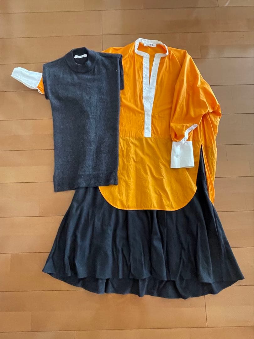 ENFÖLD ロングワンピース 36 オレンジ・グレー