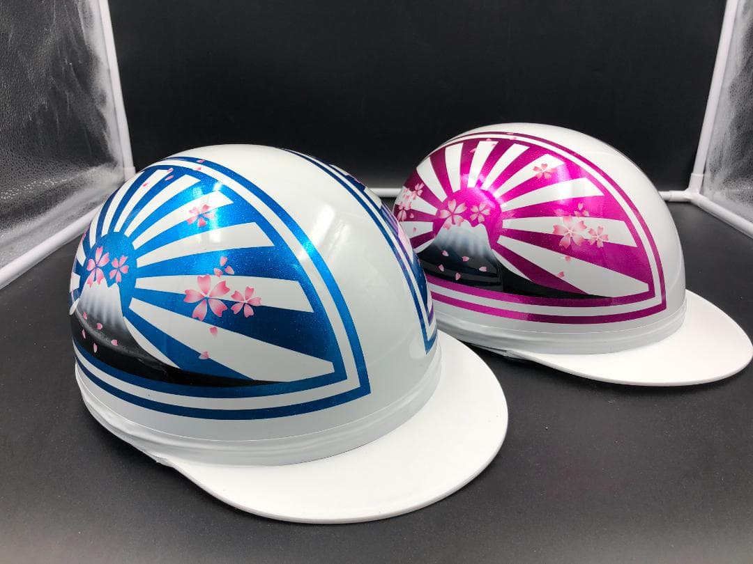 コルク半　カスタム　富士日章　三つボタン　ホワイトピンクブルー　ラメ　桜　セット