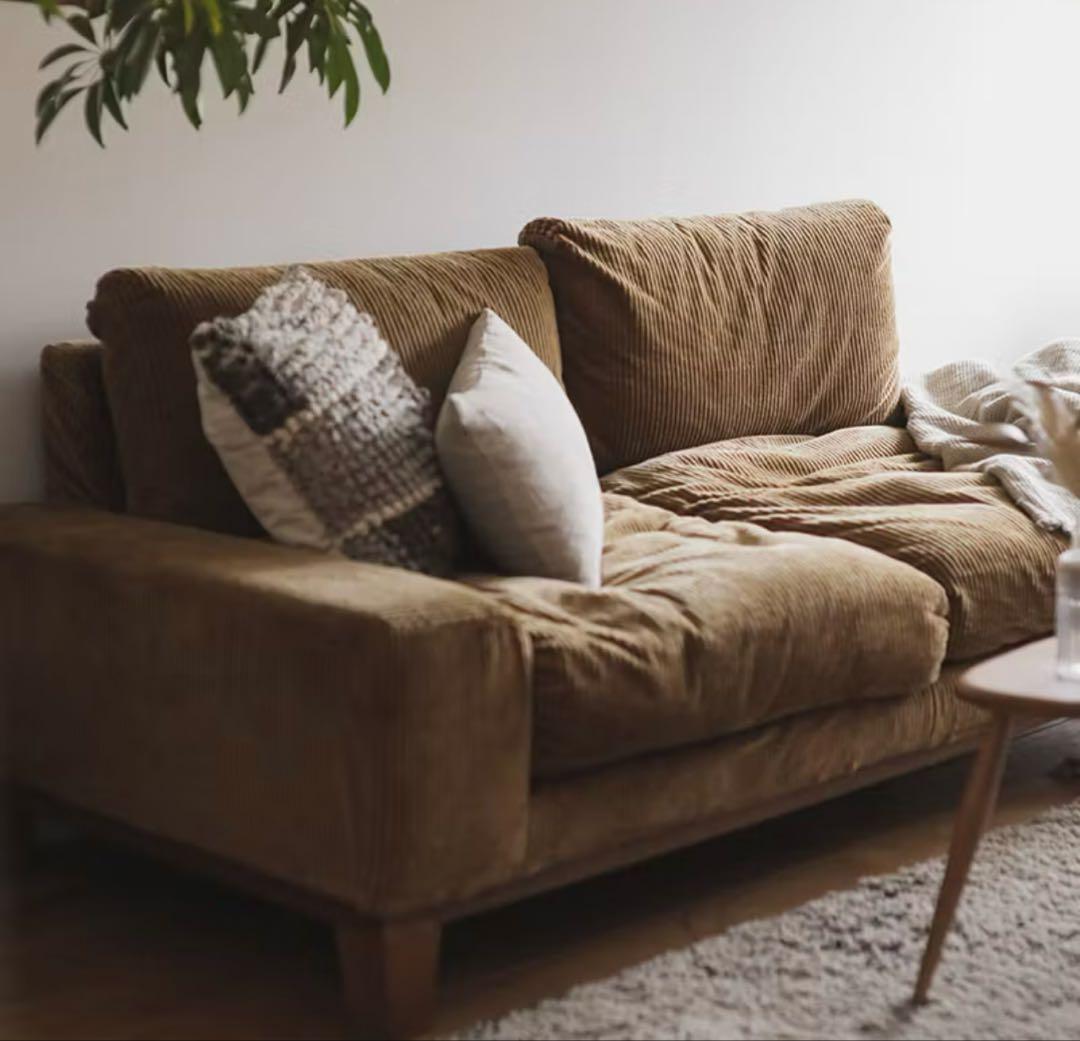 Re:CENOリセノ folk 3人掛けソファ　コーデュロイ　キャメル