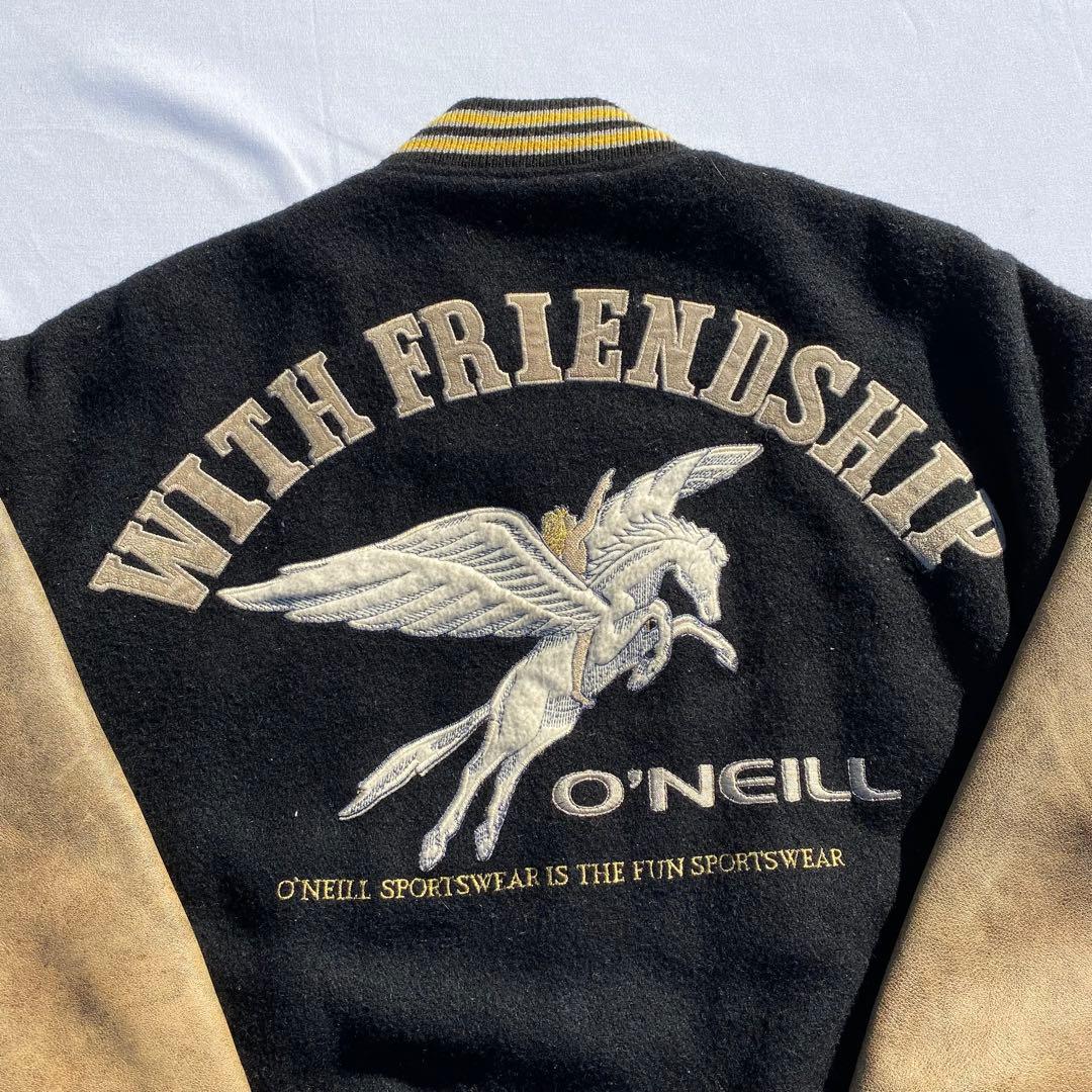 90's O'NEILL スタジャン ブラック サーフ　横乗り