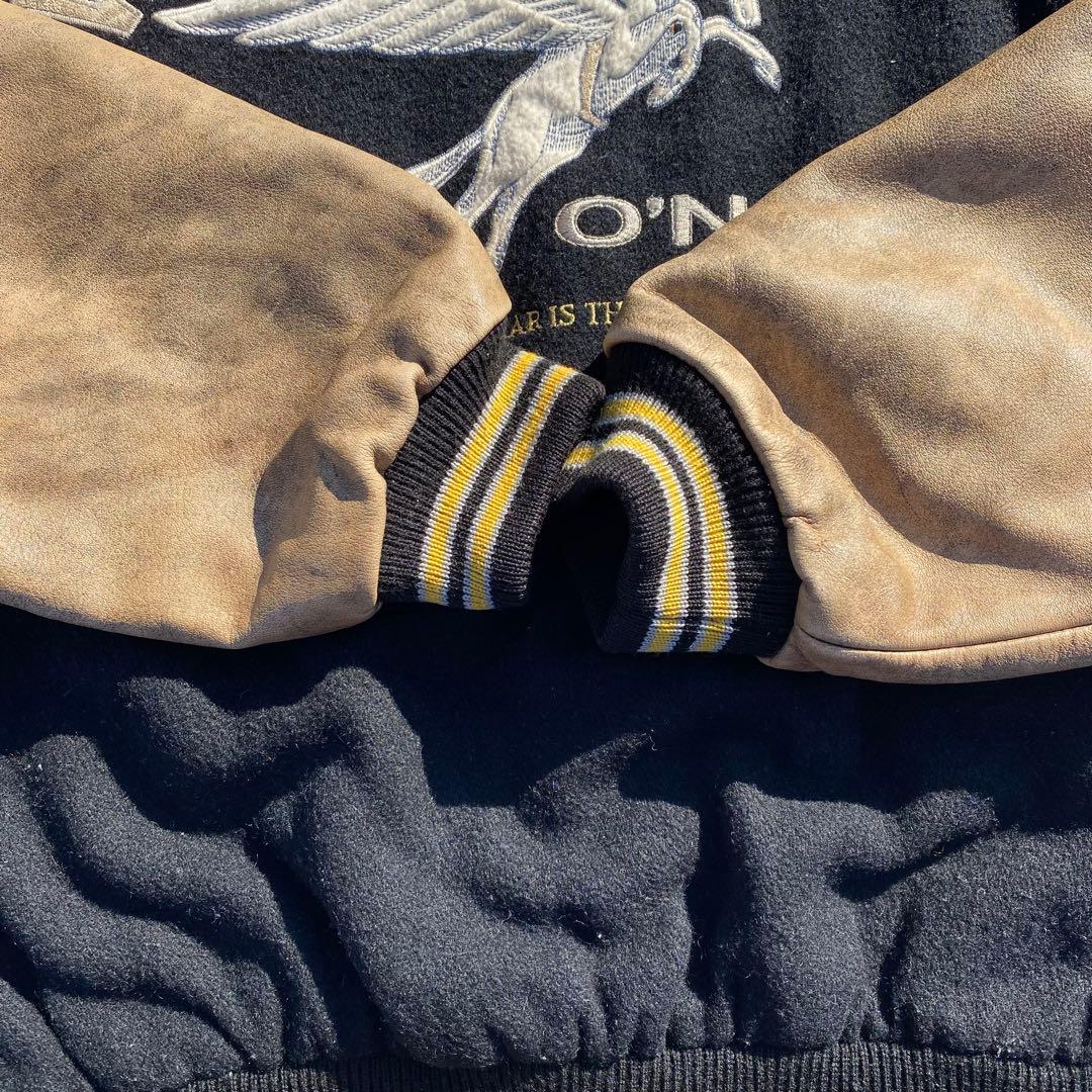 90's O'NEILL スタジャン ブラック サーフ　横乗り