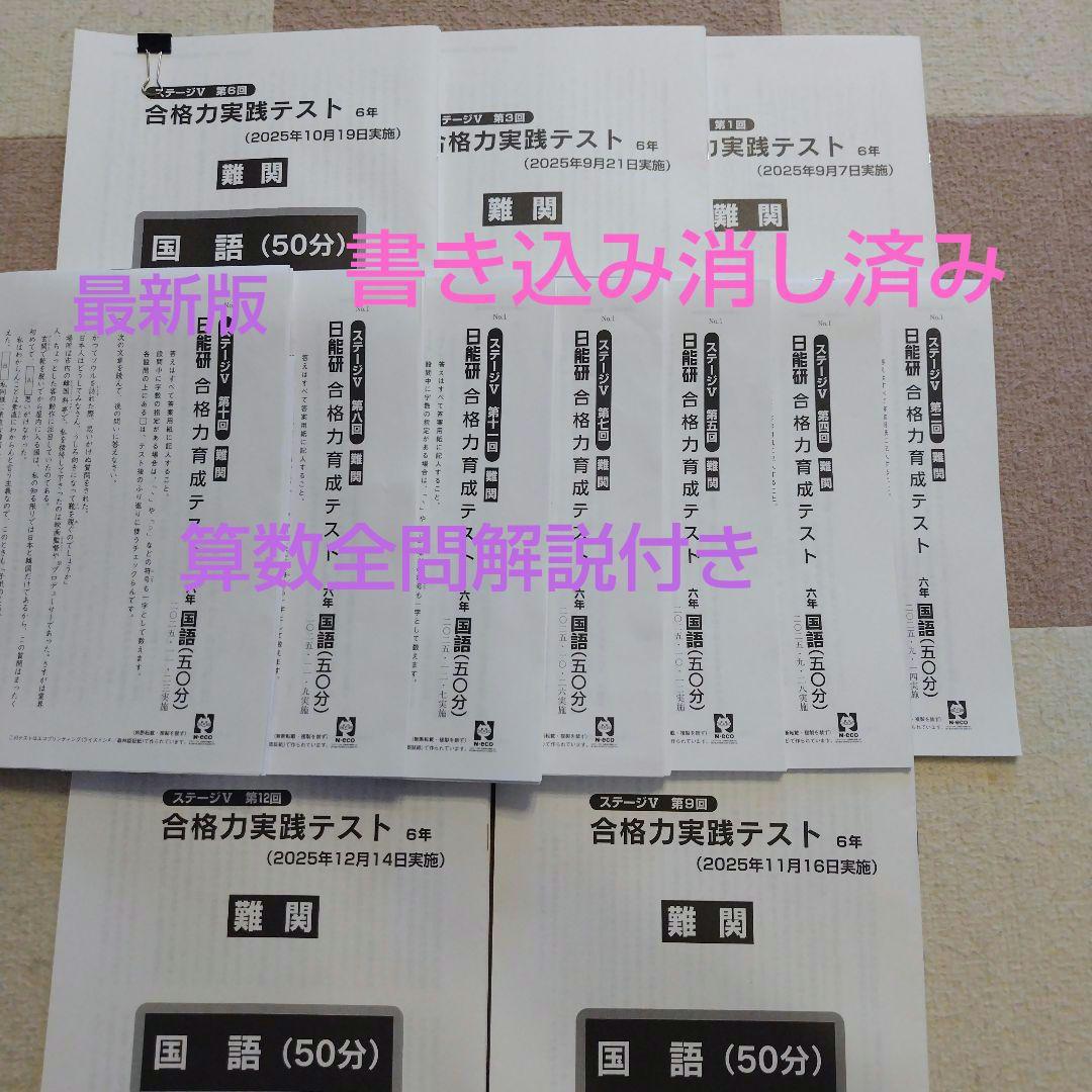 【最新版】2025年日能研6年　後期　合格力育成テスト　合格力実践テスト【難関】