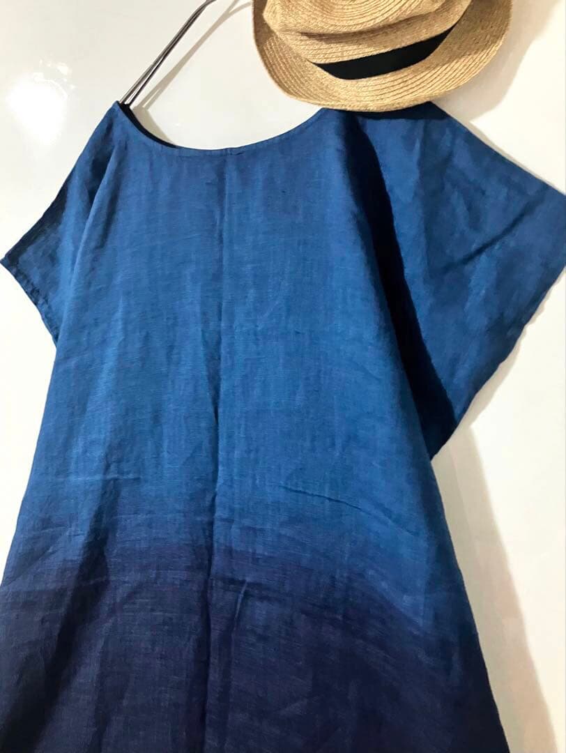 中川政七商店 麻 藍染 チュニック ワンピース リネン100%