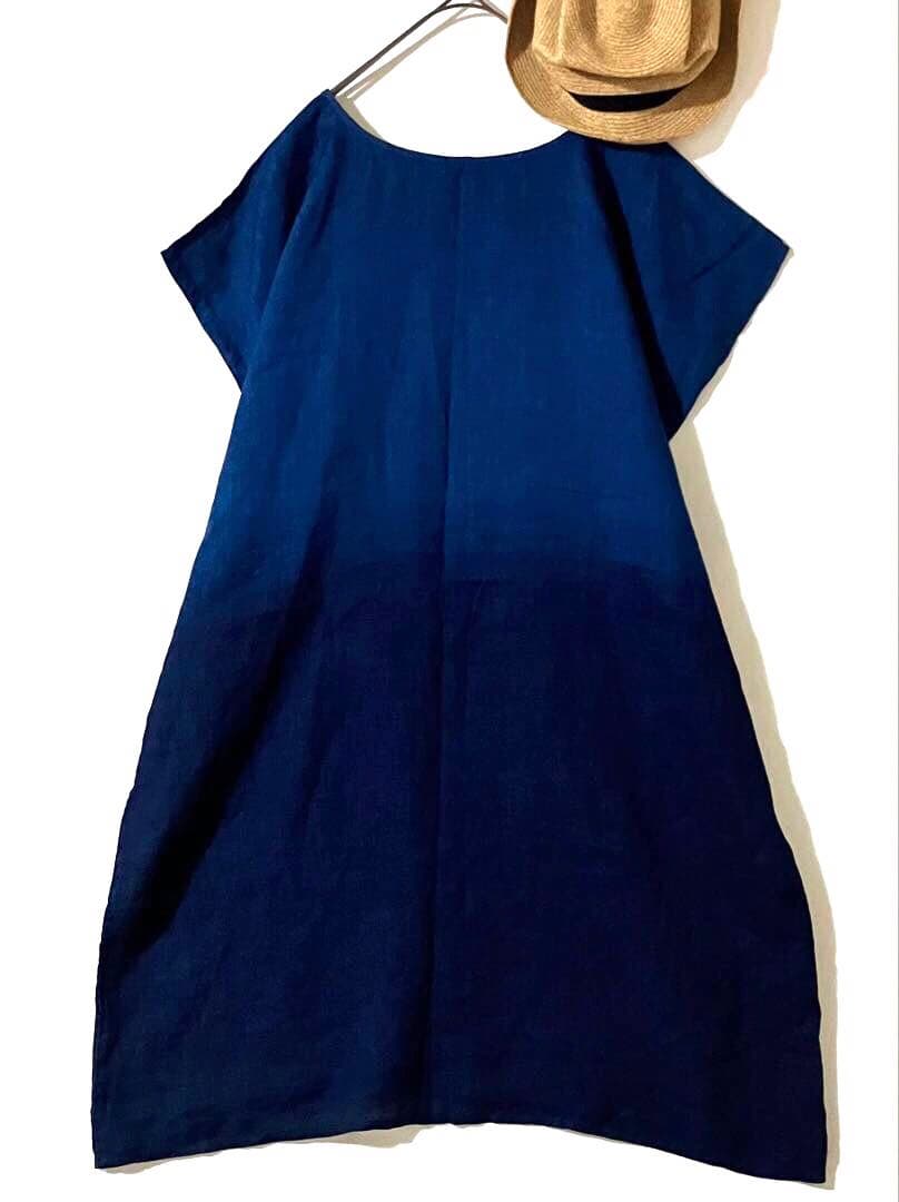 中川政七商店 麻 藍染 チュニック ワンピース リネン100%