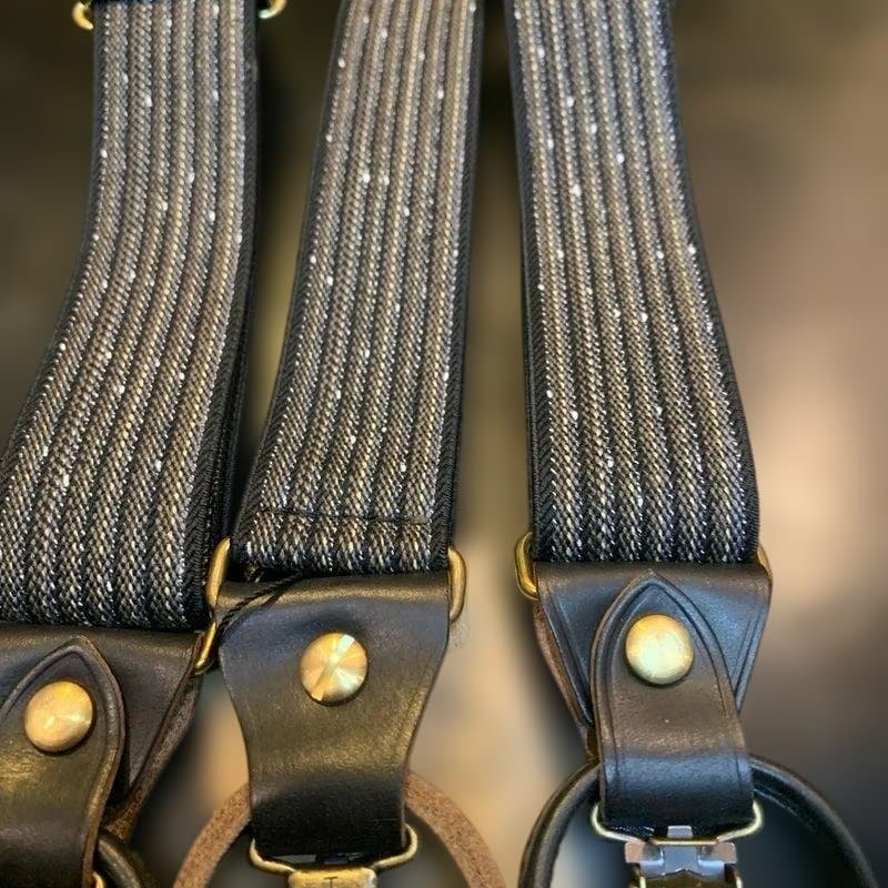 アートブラウン社　クロムエクセルレザー使用　サスペンダー　モク黒/黒