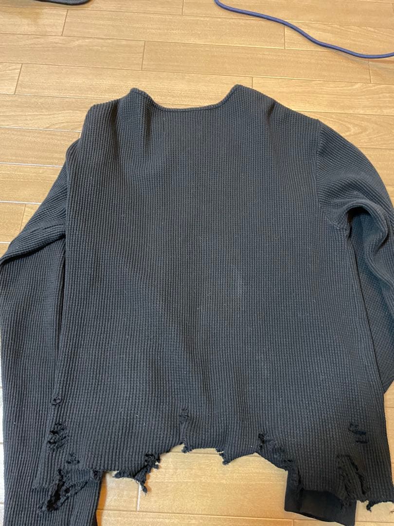 【GRANCY】クロスパッチダメージサーマルロンT ブラック